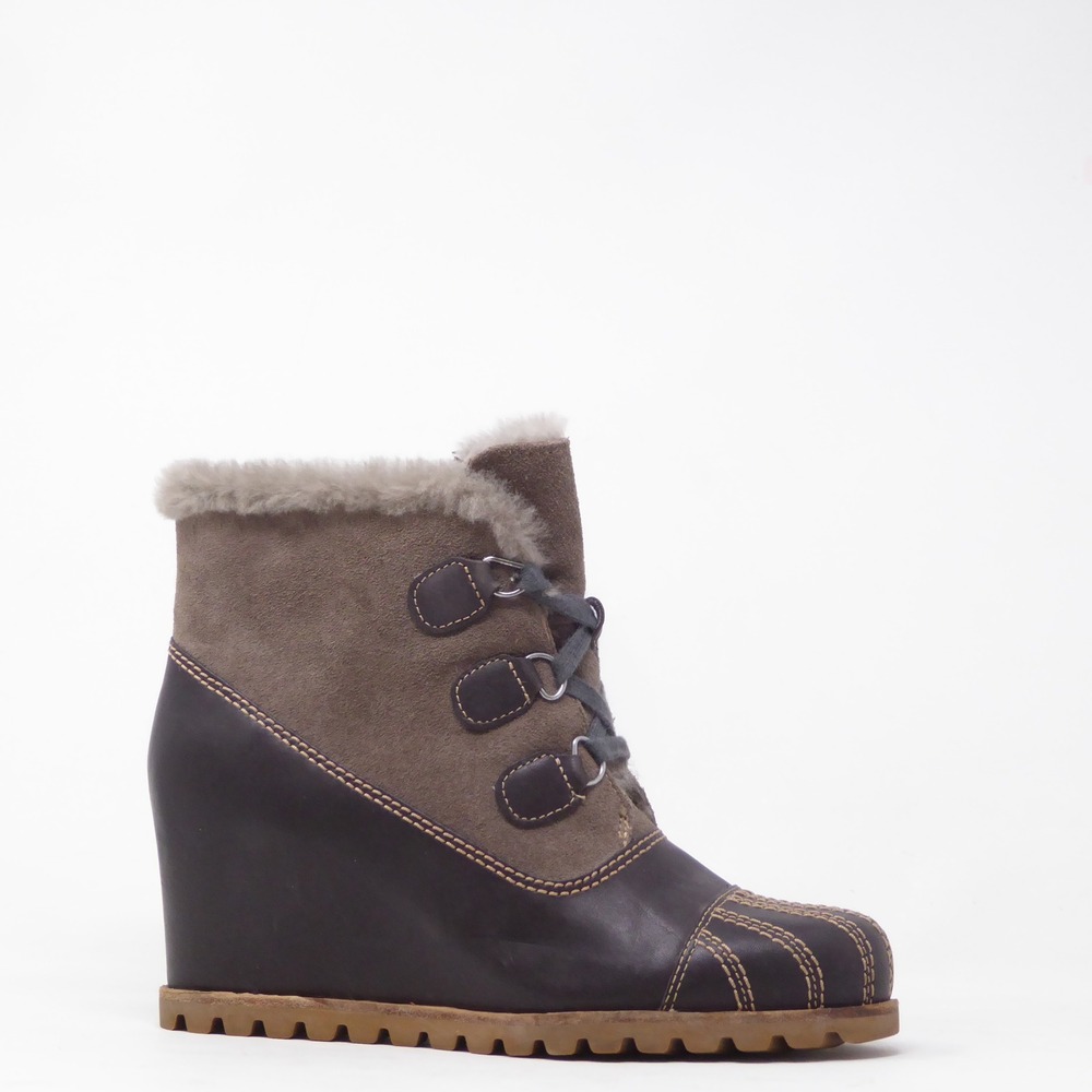 UGG Womens Alasdair Wedge Boots Brown Suede Shearling 8